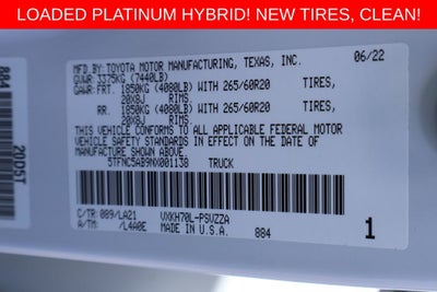 2022 Toyota Tundra Hybrid Platinum