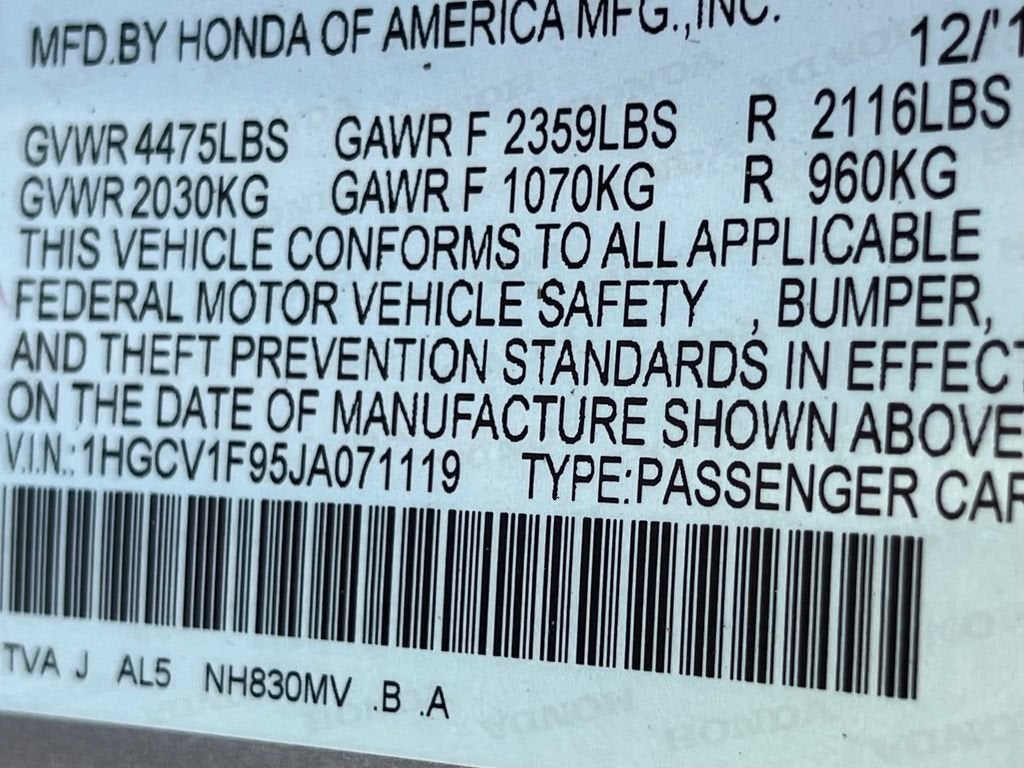 2018 Honda Accord Sedan Touring 1.5T