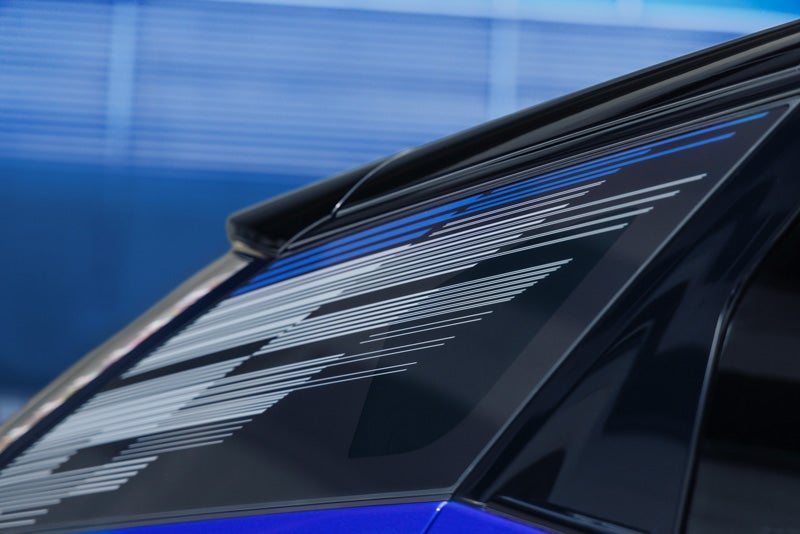 Close-up of the Modern Pattern on the 2026 OPTIQ-V Rear Quarter Glass | Village Cadillac of Homosassa in Homosassa FL
