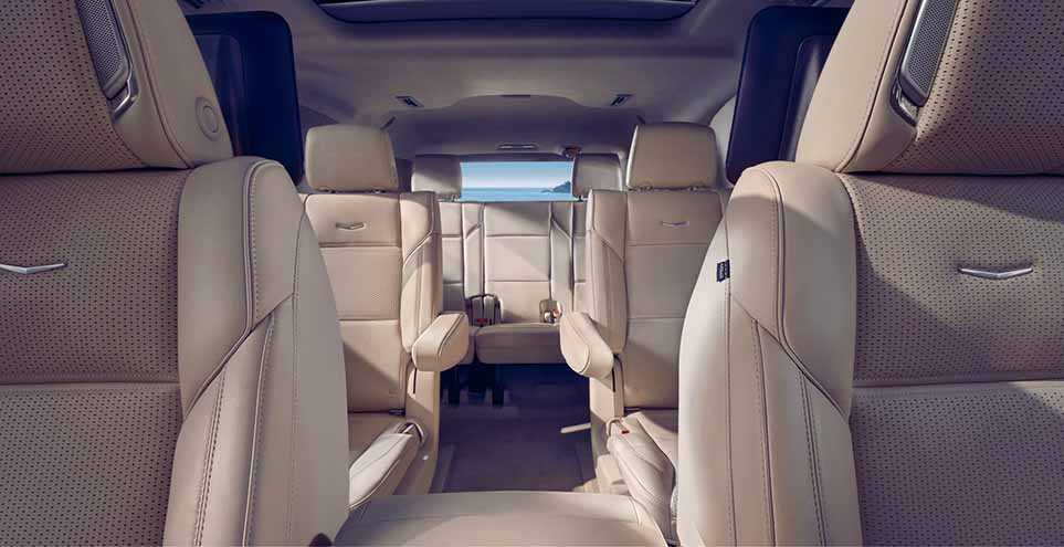 Spacious second row seating with luxury materials